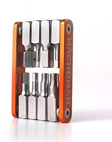 Machoman Multitool Bicicleta 9 en 1, Llaves Hex Torx Plegables | T25 T30, acero inoxidable, herramienta plegable portátil, bici ruta MTB bricolaje muebles