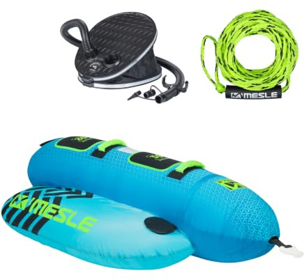Mesle Bananen Boot Aufblasbar Torpedo 2-4 Personen, Set mit Leine und Pumpe, Towable Funtube Banana Boat für Kinder & Erwachsene, Wasser Tube Motorboot, Wasserreifen zum Ziehen