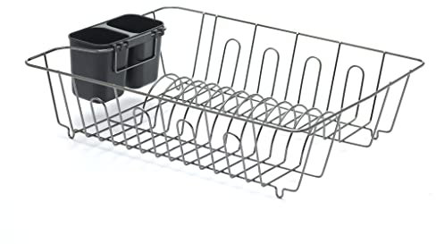B & Z Dish Drying Rack & Cutlery Holder- CHROME BLACK