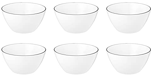 Seltmann Weiden Lido Black Line Müslischalen 6er Set, 15 cm, Dessertschalen mit schwarzem Rand, Porzellan, Weiß