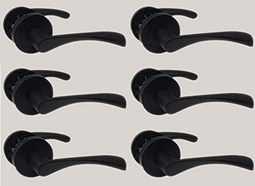 Haven Heritage Astrid Internal Quality Black Internal Door Handles in Matt Black on Rose Diameter Approx 51mm Sold as 6 Pairs