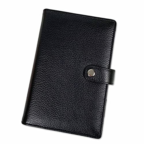 SinnWunder® Premium Ringplaner-Mappe mit 6 Ringen - nachfüllbar - aus geschmeidigem, italienischem Leder - Größe Personal - Farbe Schwarz