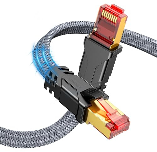 Snowkids Cat 8 Ethernet Cable 15 Ft, 40Gbps SFTP PoE Shielded Flat LAN Cord