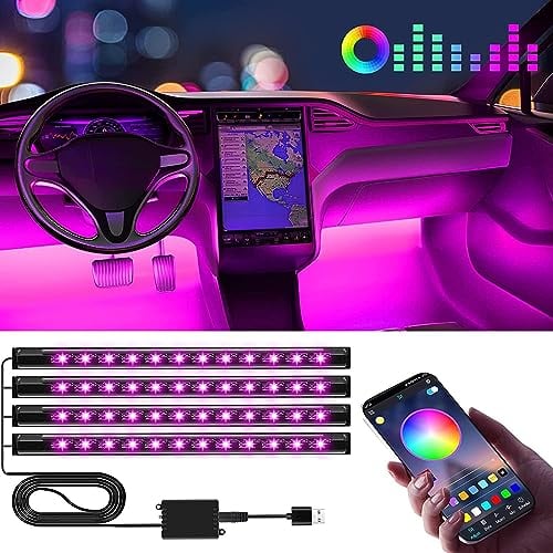 Winzwon Cadeau de Noël pour Homme Femme, LED Voiture Interieur, Accessoire Voiture Lampe, 16 Millions de Couleurs Car Accessories Contrôle APP(2)