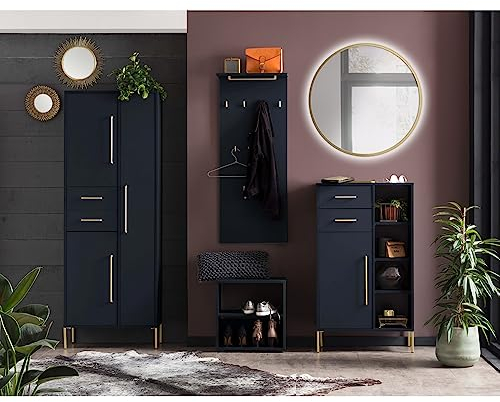 Garderoben Möbel Spiegel Highboard Hochschrank Würfel Paneel in blau