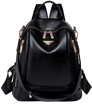 Eshow Rucksack Damen Klein Cityrucksack Minirucksack Mädchen Daypack leicht Schultertasche aus PU Leder Damenrucksack zum Alltag Reise Schule Freizeit Einkaufen