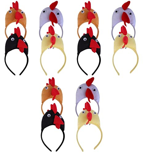 12 Stück Hühner-Stirnband – Hahn-Stirnband-Haarreifen Für Erwachsene Und Kinder Tier-Küken-Kopf-Dekoration Für Partyzubehör (Zufällige Farbe)