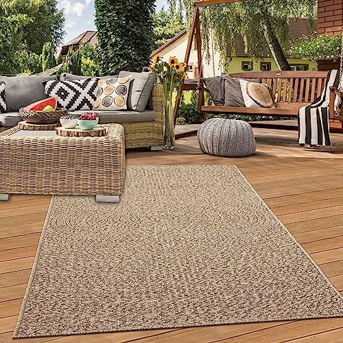 Teppich-Traum Outdoor Teppich außen wetterfest Sisal-Optik Garten Dachterrasse Balkon 160x230 cm