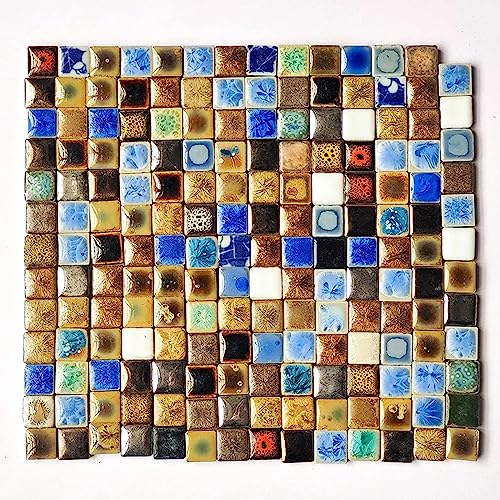 BTMIEY Carreaux de mosaïque en céramique aléatoires pour loisirs créatifs, assiettes, pots de fleurs, vases, tasses, fournitures de fabrication de mosaïques (1,5 cm carré)