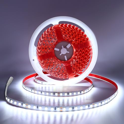 FWoche 24V LED Streifen 10M kaltweiß, Ohne Netzteil 6000K LED Strip Selbstklebend, Lichtband mit 1200 Stück 2835 LEDs, dimmbar Leiste, IP20 Lichtband DIY für Innen Heim Deko
