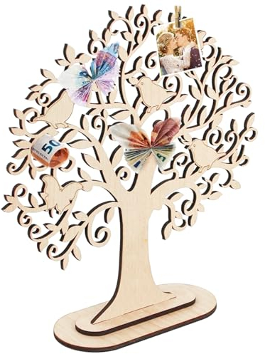 KIKVTER Geldbaum Geschenk aus Holz, Lebensbaum Holz, Lebensbaum Deko, Geldgeschenke Geburtstag, Geldgeschenke Verpacken, Geldgeschenk Geburtstag, Geldgeschenk Hochzeit für Männer Frauen Brautpaar