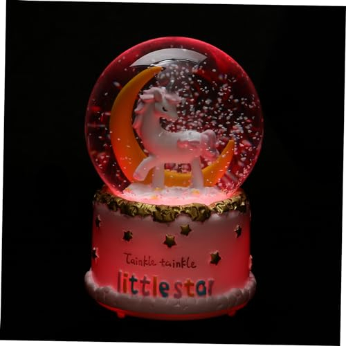 Amosfun Caja decoración Musical Juguetes de Escritorio de Oficina Ornamento Juguetes niña Bola de Cristal de música de Unicornio lámpara de Bola de Cristal de Unicornio Chica Decorar niño