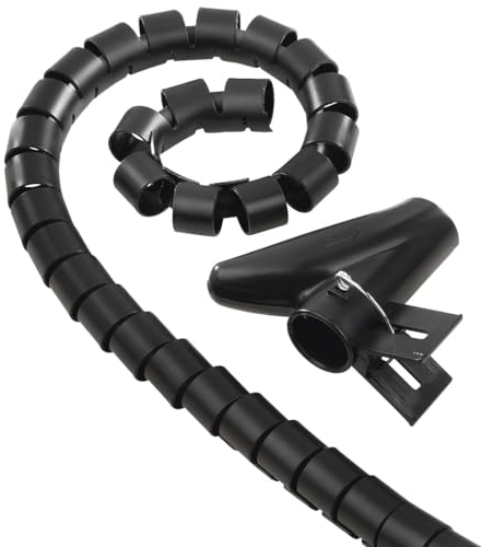 Hama Gaine Spirale Flexible Cache-câbles Universel Ajustable Découpable (Conduit Tube d'Enroulement pour Fil éléctriques, 1.5m, diamètre 30 mm, Idéal Gestion de Cables Bureau Maison Atelier) Noir