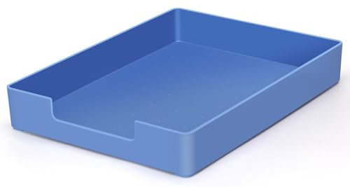 RHONZHAO Desk Letter Tray, A4 Size, Plastic, Blue, Stackable, Office-Desk-Tray