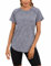 Wayleb Funktionsshirt Damen Kurzarm Rundhals Sport T-Shirt Oberteile Frauen Sportshirt Leichtes Atmungsaktiv Laufshirt Fitness Gym Yoga Longshirt Tops, Navy blau XL
