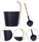 Sauna-Eimer, Sauna-Eimer-Set, 7 l, Aluminium-Sauna-Eimer, Sauna-Kelle mit Löffel mit langem Griff, Sauna-Set aus Metall, 2-teiliger Sauna-Eimer und Sauna-Kelle, Badzubehör-Zubehör (schwarz)
