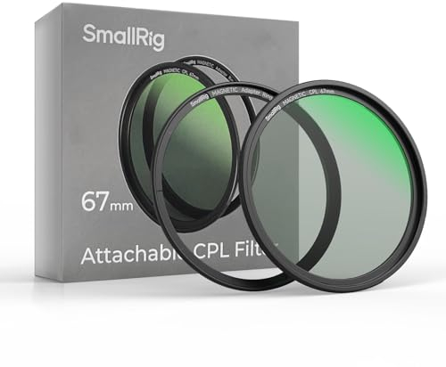 SMALLRIG Filtro Polarizador Circular Magnético de 67mm + Anillo de Filtro Roscado de 67mm, Vidrio Optico HD de 28 Capas con Revestimiento Multinano, CPL Resistente al Agua y a Los Arañazos - 4582