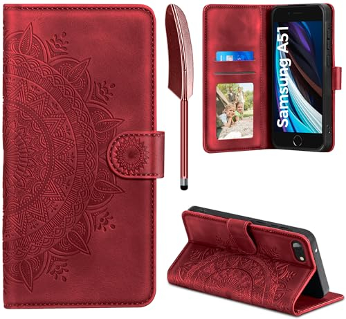 EASDNB Handyhülle für iPhone SE 2022/2020, Hülle für iPhone 7 / iPhone 8 Lederhülle Flip PU Leder Tasche Case Kartenfach Magnet Ständer Klapphülle Schutzhülle für iPhone SE 2022 5G/ SE 2020/8/7, Rot