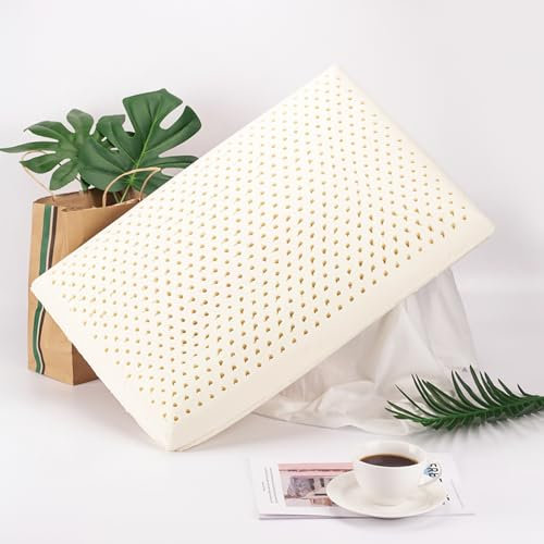 Talatex Dunlop Latexkissen, 100 % natürliches Premium-Latex, festes Kissen, mittelniedrig, Pofile hilft Druck-, Nacken- und Schulterschmerzen zu lindern