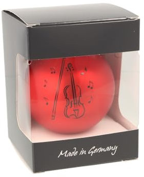 Weihnachtskugel mit Violine-Druck, Ø ca. 8 cm (Rot matt)