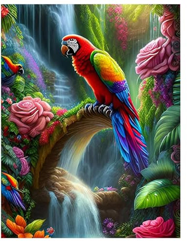 Diamond Painting Papagei,Diamond Painting Erwachsene Tier,Blume Diamond Art Erwachsene Set Home Wand Dekor for Gift(30x40cm)