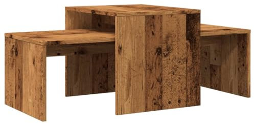 vidaXL Couchtisch, Beistelltisch mit Stauraum, Satztisch Kaffeetisch für Wohnzimmer, Wohnzimmertisch Sofatisch, Altholz-Optik Holzwerkstoff