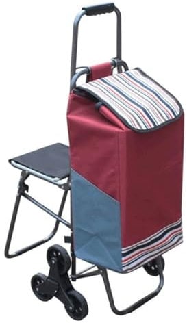 Einkaufswagen Treppensteiger Trolley Faltbarer Einkaufstrolley Mit Sitz, Robuster Treppensteiger-Einkaufswagen Auf Rädern Für Lebensmittel, Wäsche, Reise-Treppenwagen Einkaufstrolley Klappbar(C)