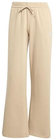 adidas Damen Essentials SMALL Logo Feel Cozy Open Hem Pants, warm Sandstone/White, L