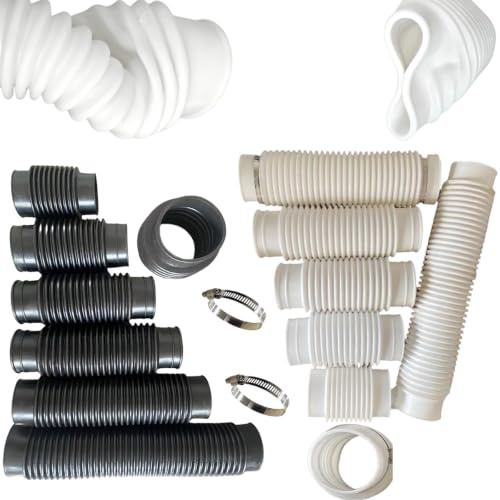 Vyloky Ø50mm Ø75mm Ø90mm Ø110mm gewellter Gummischlauch, PVC-Abflussrohr, Regenwasseranschluss mit zwei Schellen， Gummi/Silikon (Schwarz Gummi,Schnittstelle I.D. 65mm，lang 200mm)