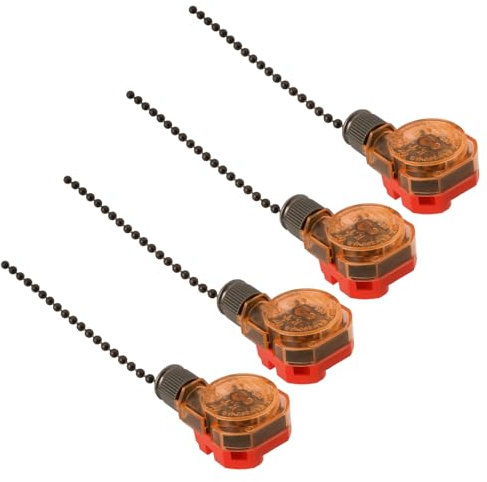 OTOTEC 4Pcs Ceiling Fan Switch 3 Speed 4 Wire Pull Chain Control Switch 250V/3A 125V/6A Replacement Parts for Ceiling Fans Wall Lamps Cabinet Light, Bronze