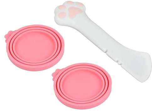 Tierfutter-Dosendeckel, Wiederverwendbar Deckel für Dosen für Tierfutter, Multifunktionaler Tiernahrungslöffel, Haustier-Silikon Kann Deckel-Set, Süßer Katzenfutter-Deckel, Silikon Dosendeckel