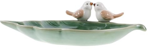 LABRIMP Keramik Schmuckschale Grün Blatt Mit Vogelform Schmuckorganizer Für Ringe Ohrringe Armbänder Schmuckablage Geschenk