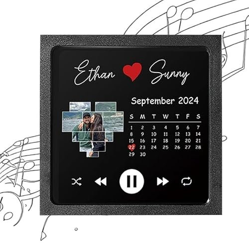 Imán de nevera con música personalizada, fotos personalizadas e imanes de nevera con carga de música Spotify, regalos reutilizables para parejas y adorno del hogar, día de San Valentín (amor)