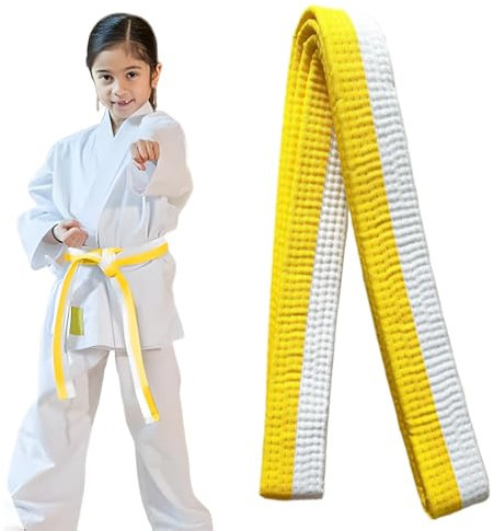COYUN 1 Stück Judo gürtel, Taekwondo-Gürtel Belt, Judo Karate Gürtel Belt Kampfkunst Karate Judo Baumwolle Taekwondo Belts Professioneller Karate Aikido Belt Weiß Gelb Kampfsportgürtel 220cm