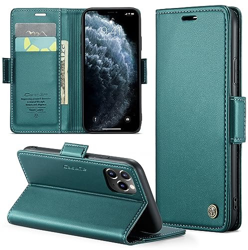 Phernykas Cover for iPhone 11 Pro Wallet Case [RFID Blocking] Premium PU Leather [Magnetic] Wallet Book with Card Holder Slot Stand Flip Case for iPhone 11 Pro, Green