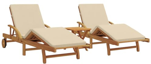 vidaXL Sonnenliege 3 STK. Massivholz Akazie Beige