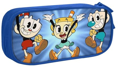 YINGD Cuphead Mugman Chalice Pencil Case Large Capacity Double-Layer Pen Bag School Stationery Pouch Organizer Office Supplies Pencase for Ki-IABW1420