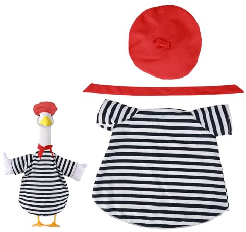 lasuroa Veranda Gans Outfits, Französisches Look Gänsestatue Kostüm mit Hut Schal und Kleidern Dekorative Gartenstatuen für Den Außenbereich
