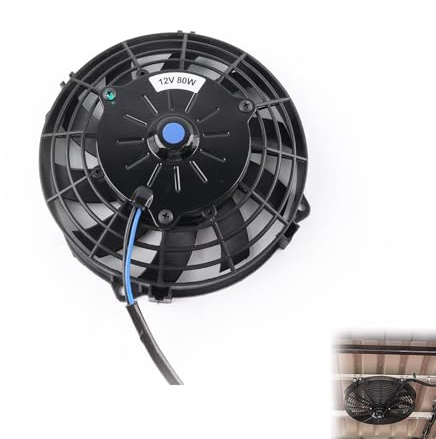 VVORHSBELL 7 Inch Radiator Fan Car Cooling Fan 80W 12V Universal Slim Fan Compatible with Car Engine & Intercooler 10 Blade Push/Pull Slim Fan