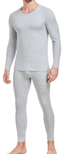 wirarpa Thermounterwäsche Herren Set Baumwolle Thermowäsche Set | Lange Unterhosen Herren, Leichtgewic Set, Weich Thermounterhemd Thermounterhose, Langarmes Unterhemd & Lange Unterhose