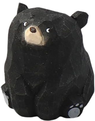 Holzgeschnitzer Bär - Holzfigur, Mini -Skulptur | Handgefertigter Schreibtischverzier, sammelbarer rustikaler , süße Tierstatue, detailliertes kleines Spielzeug, einzigartiges dekoratives Schnit