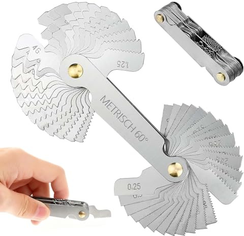 52 Pcs Thread Gauge Metric and Imperial, Thread Pitch Gauge, Stainless Steel Screw Thread Gauge Tool, Thread Pitch Gauges Measure Tool for Industrial Measurement Bolt/Nut Thread Checker