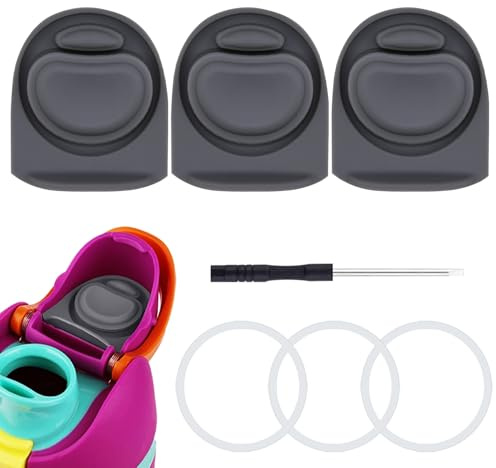 Frokolla 3 Sets Replacement Stopper and O Ring Gasket Compatible with Owala FreeSip 24oz 32oz,Water Bottle Lid Insert Cap Silicone Seal Parts for Owala 16/19/24/32/40oz Mouthpiece Accessories(Gray)