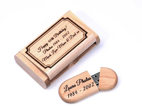 Cathcart Elliot 64GB USB 3.1 Flash Drive – Personalised Wooden Presentation Box, High-Speed USB Stick for Photos, Videos, Presentations, Ideal for Weddings, Corporate Gifts, Memory Keepsakes