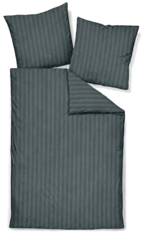 Traumschlaf Mako Satin Bettwäsche Stripe aus Baumwolle - seidiger Schlafkomfort mit elegantem Streifendesign - 2X Kissenbezug 40x80 cm, anthrazit
