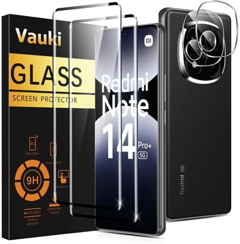 Vauki Verre Trempé pour Xiaomi Redmi Note 14 Pro Plus 5G/Note 14 Pro+ 5G Protection D'écran Film avec Caméra Arrière Protecteur,Dureté 9H Vitre écran,Anti Rayures Sans Bulless HD Transparent