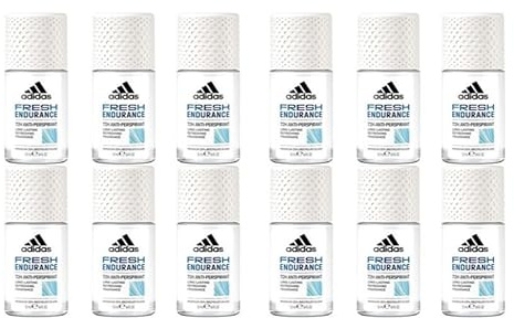 12x adidas FRESH ENDURANCE Deo Roll-On Anti-Transpirant 72H Extra Frische,Extra langanhaltende Frischearomatisch-zitrischen Duftnoten Schutz gegen starkes Schwitzen & Körpergeruch 50ml (12er Pack)
