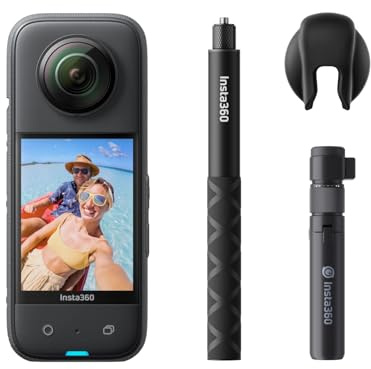 Insta360 X3 Bullet Time Bundle - wasserdichte 360°-Actionkamera mit 1/2-Sensor, 5,7K 360°, 72MP 360°-Fotos, Stabilisierung, 2,29-Touchscreen, Vibrationsfeedback, KI-Bearbeitung, Live-Streaming