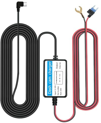 Dash Cam Hardwire Kit, USB-C Hard Wire Kit, 12V/24V to 5V 2.5A Cable with Low Voltage Protection, 10.5ft Dash Cam Wiring, for GPS Power Supply Radar Detectors 24H Parking Monitor
