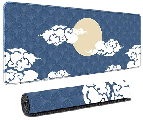 XXL Gaming Mauspad Großes 900x400 Mousepad rutschfest mit Genähten Kanten Japanischer Anime Stil Wasserdichtes Zubehör für PC Laptop Computer Gamer